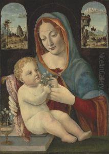 The Madonna And Child, A Landscape With The Flight Into Egypt Seenthrough A Window Beyond