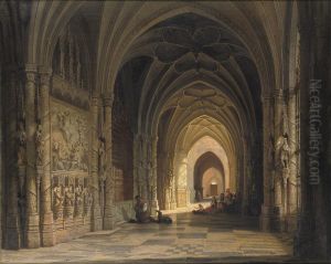 The Interior Of A Cathedral by Joseph Maswiens