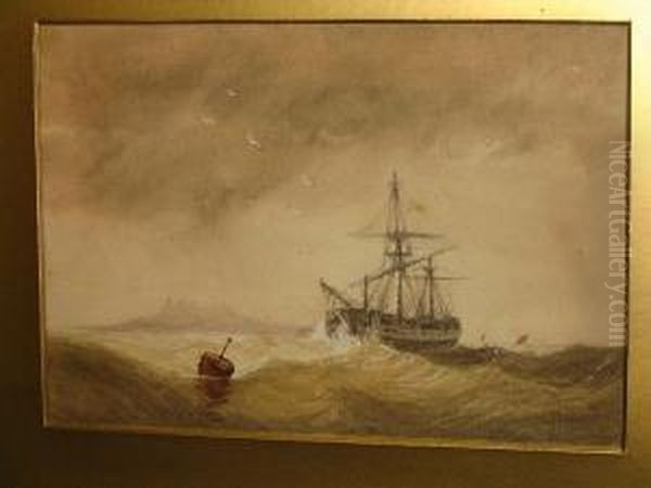 'northumbrian Coast' 'dunstanboro Castle In The Distance', A Three Master To The Fore - view 1