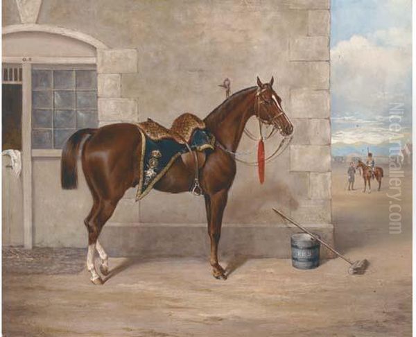 A Liver Chestnut Charger Of The Hussars - view 1