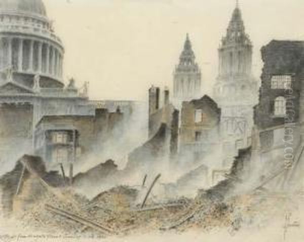 After The Blitz; St Paul's From Newgate Street - view 1