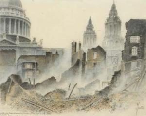 After The Blitz; St Paul's From Newgate Street