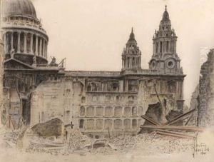 St. Paul's After The Blitz by Richard George Mathews