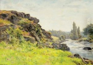 Paysage A La Riviere by Gabriel Mathieu