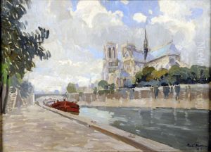 Notre Dame De Paris Vue Des Quais De La Seine by Paul Mathieu