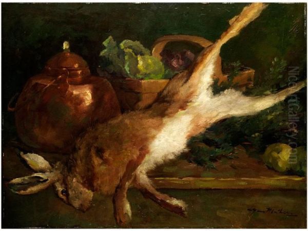 Jagdstilleben Mit Erlegtem Feldhasen - view 1