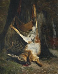 Trophee Au Lievre Et Gibeciere by E. Mathon