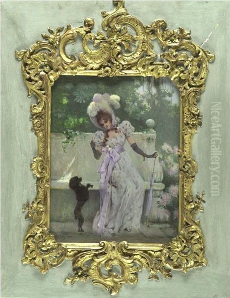 Elegant Ladies With Their Dogs: A Pair - view 1