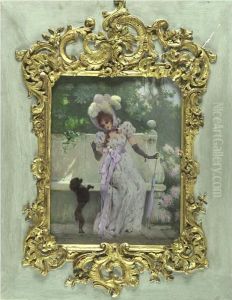 Elegant Ladies With Their Dogs: A Pair Elegant Ladies With Their Dogs: A Pair