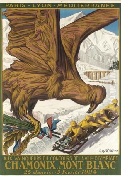 Chamonix Mont-blanc, Affiche Pour Au Vainqueurs Du Concours De Laviime Olympiade - view 1