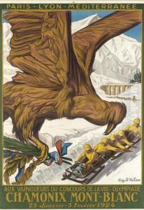 Chamonix Mont-blanc, Affiche Pour Au Vainqueurs Du Concours De Laviime Olympiade