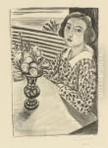 Jeune Fille Assise Au Bouquet De Fleurs by Henri Matisse