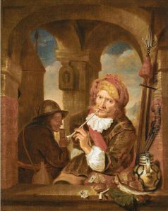 Soldiers Resting Smoking And Drinking In An Archway