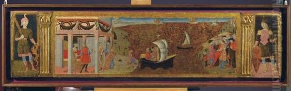 Storie Di Giuseppe Ebreo Fronte Di Cassone Nuziale
Tempera, Oro E Argento Su Tavola, Cm 40x163 - view 1