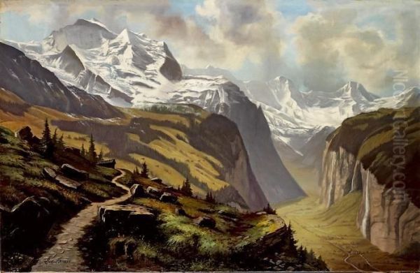 Blick Ins Lauterbrunnental Mit Wengernalp, Jungfrau, Gross- Und Breithorn - view 1