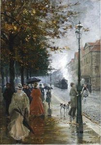 Elegant Figures In The Streets Of Kassel by Theodor Matthei