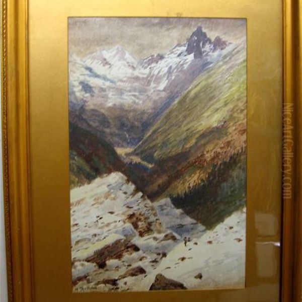 Traveller In A Mountain Landscape - view 1