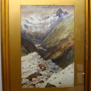 Traveller In A Mountain Landscape by Marmaduke Matthews