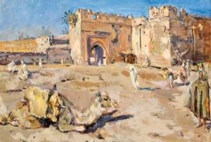 Promeneurs A L'entree D'unemedina Au Maroc