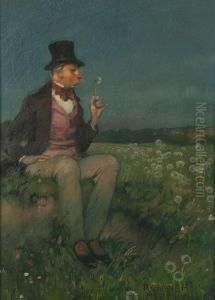 Galanter Herr Auf Sommerwiese by Richard Mauch