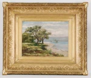 Paysage Et Bord De Lac by Francois Armand Mauchain