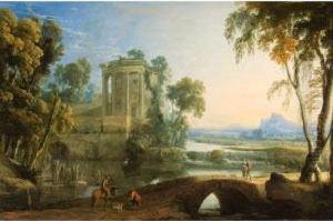 Paysage Panoramique Avec Un Temple De Vesta Pres D'unecascatelle by Henri Mauperche