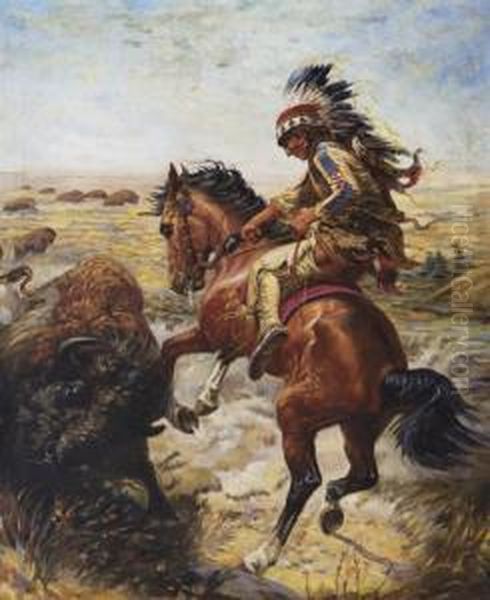 Chief Spotted Tail Shooting Buffalo - view 1