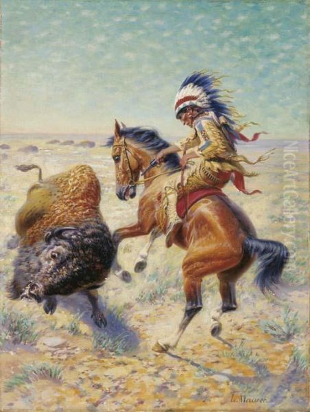 Chief Spotted Tail Shooting Buffalo - view 1
