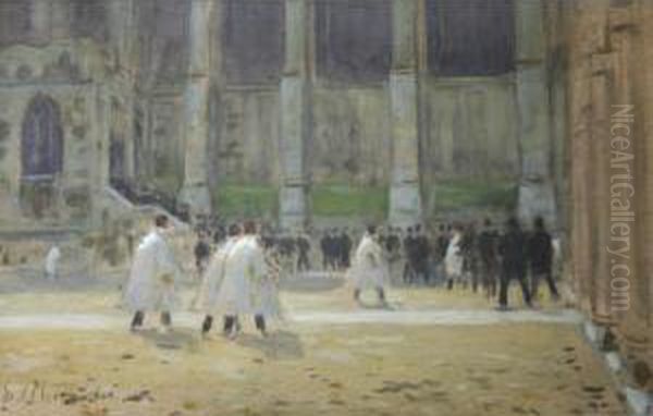 Hurrying To Chapel, Eton College - view 1