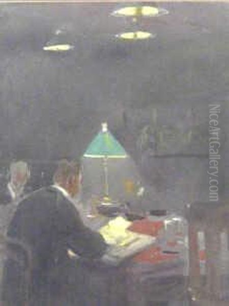 Watercolour On Paper " The Green Lamp " 46 Cm By 36 Cm - view 1