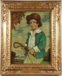 Young Girl With Riding Crop--1922