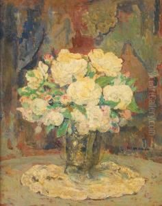 Bouquet De Roses Sur Un Entablement by Edgard Maxence