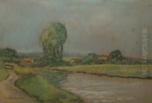 River Landscape With Cottages by Donald Maxwell