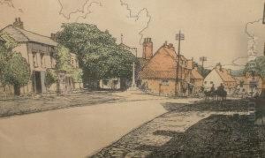 "bletchingley"; Lithograph Printed In Colours, Signed Within The Plate, 19x29cm: British School 19/20th Century- Costume Design; Pen,black Ink And Watercolour by Donald Maxwell