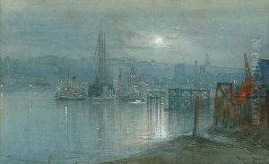 A Moonlit Harbour by Donald Maxwell