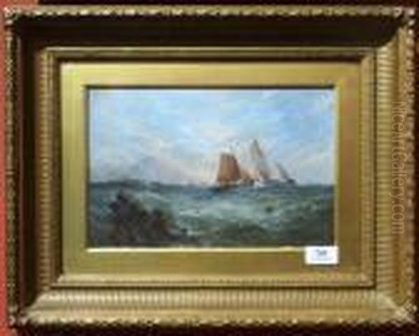 Fishing Boats Off A Coastline In A Swell - view 1