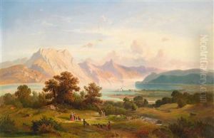 Partie Am Traunsee Mit Blick Auf Schloss Orth