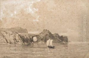 Voilier Sur Les Cotes Bretonnes by Auguste Etienne Francois Mayer