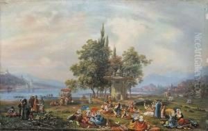 Repas Oriental Au Bord Du Bosphore (constantinople). by Auguste Etienne Francois Mayer