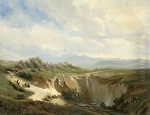 Idyllische Sudliche Gebirgslandschaft Mit Wasserfall