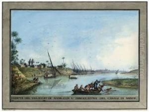 Veduta Sopra Il Nilo Nelle Vicinanze Di Nedssili Con La Barga, Chetragetta All' Altra Sponda by Luigi Mayer