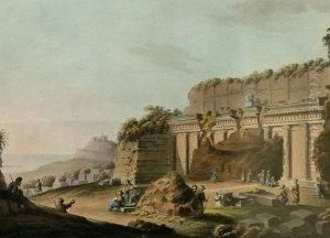 A Grotto Cut In The Rock Near Lindo by Luigi Mayer