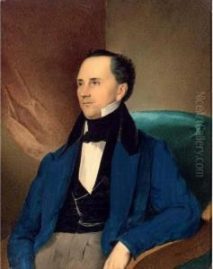 A Portrait Of Gentleman, Seated Three-quarter Length, Wearing A Blue Coat And White Chemise