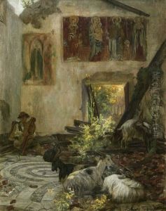 Und Ziegen Im Vordergrund by Georg Mayer-Franken