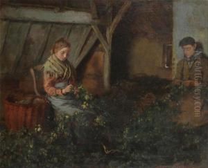 A Pair Of Hop Harvesters In The Attick