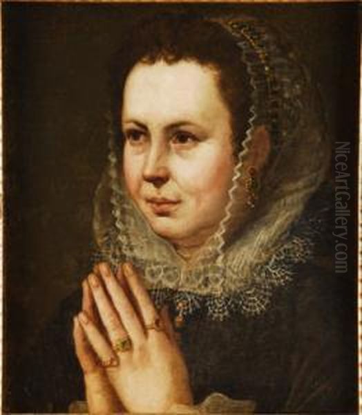 Pareja De Retratos De D. Cristobal Perez De Herrera Y Su Mujerdona. Juana De Arteaga, Orantes - view 1