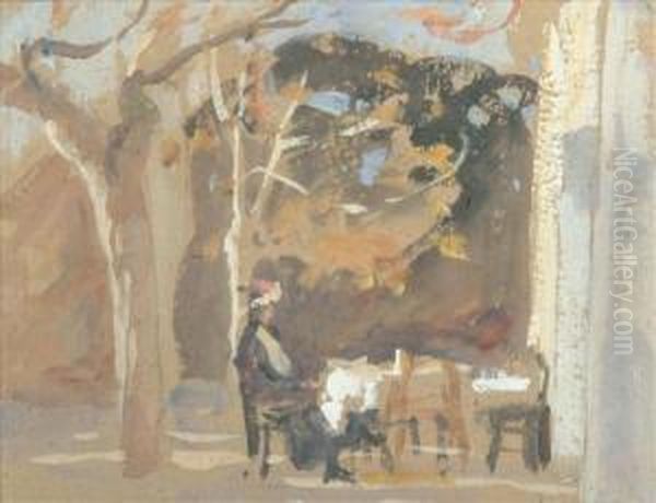 A Dining Room Scene Averanda Scene A Pair - view 1