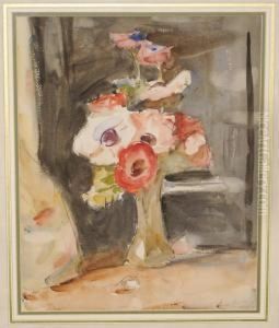 Still Life Of Anemones In A Vase by William Frederick Mayor