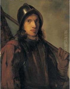 Portrait Of A Man Holding A Flag