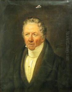 A Portrait Of Zacharias Ofverberg by Carl Peter Mazer